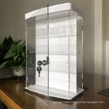 Double Sided 4 Tier  Rotating Clear Acrylic Plastic Showcase  Watch/Jewelry Display Box with Lock